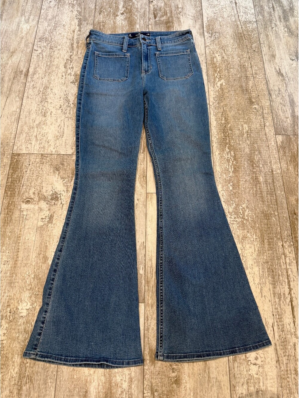 Hollister Womens 8R 29R High Rise Flare Jeans Y2K Blue Denim
